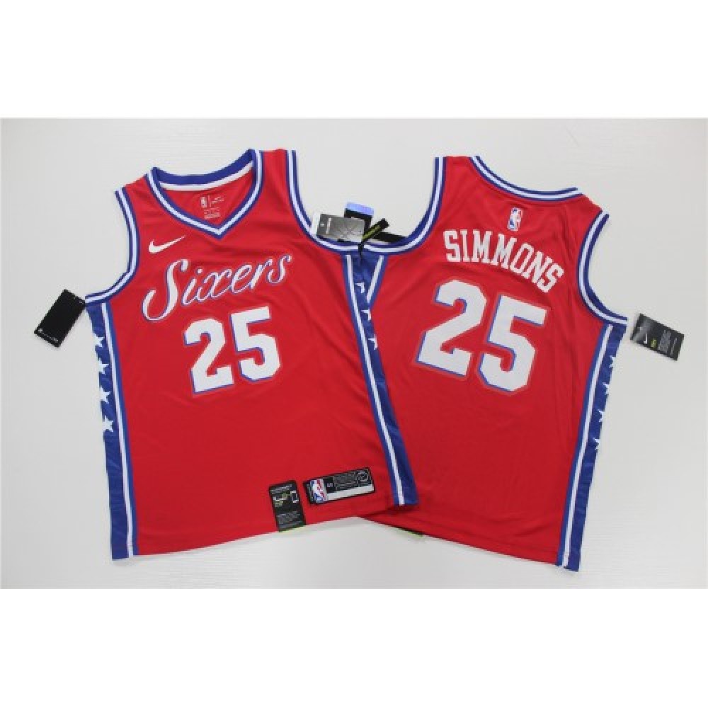 Men's Philadelphia 76ers Ben Simmons #25 Red Swingman Jersey - Statement Edition-Pro Kit Vault | Brand New 26/27 Sports Jerseys